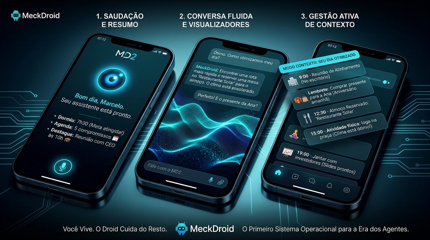 Telas do MeckDroid MD2 em uso